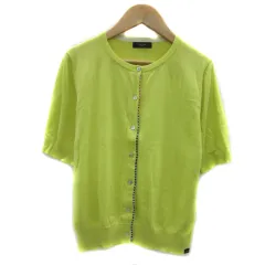 ポールスミス ブラック Paul Smith BLACK ニットカーディガン ミドル丈 半袖 ラウンドネック 無地 M 黄色 イエロー /YS26