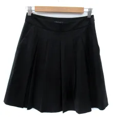 セオリー Theory プリーツスカート ひざ丈 0 小さいサイズ 黒 ブラック /SM15