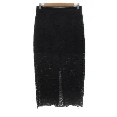 ザラ ZARA タイトスカート マキシ丈 ロング丈 花柄 総レース スリット L 黒 ブラック /YS24