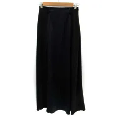 ザラ ZARA フレアスカート マキシ丈 ロング丈 切替 S 黒 ブラック 紺 ネイビー /SM19