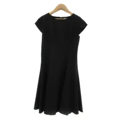 ガール GIRL パーティードレス ワンピース ひざ丈 半袖 ラウンドネック 無地 S 黒 ブラック /YS20
