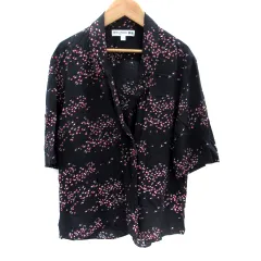 ユニクロ UNIQLO × イネス INES DELA FRESSANGE カジュアルシャツ 半袖 総柄 M マルチカラー 黒 ブラック /SM3