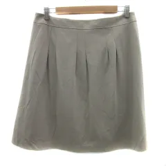 組曲 クミキョク KUMIKYOKU フレアスカート ギャザースカート ひざ丈 無地 大きいサイズ 7 17号 グレージュ /YS29