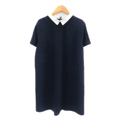 ザラ ベーシック ZARA BASIC ワンピース ミニ丈 半袖 L 紺 ネイビー 黒 ブラック /YK12