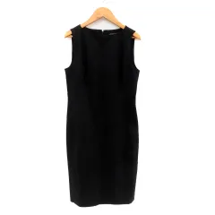 セオリー Theory ワンピース ひざ丈 クルーネック ノースリーブ 0 XS 黒 ブラック /HO44