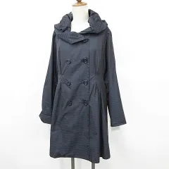 コート ビッグカラー ダブル 形状記憶 チェックジャガード 紺 ネイビー サンプル品