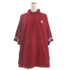 アディダス adidas カットソー 半袖 ハーフジップ 赤 レッド O