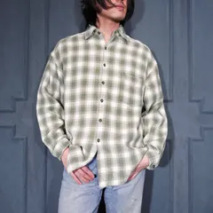 USA VINTAGE STRUCTURE OMBRE CHECK PATTERNED WOVEN DESIGN COTTON SHIRT/アメリカ古着オンブレチェック柄織デザインコットンシャツ