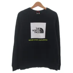 ザノースフェイス THE NORTH FACE ボックスロゴ プリント トレーナー スウェット 黒 ブラック XL 150-160位 ジュニア ■ECT