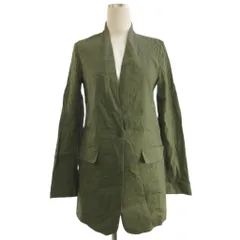 セオリー Theory ノーカラージャケット リネン ストレッチ カーキ 2 ■TC