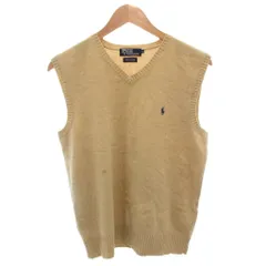 ポロ バイ ラルフローレン Polo by Ralph Lauren ベスト プルオーバー ウール L ベージュ Vネック ロゴ刺繍 ポニー /FF ■ECT