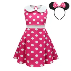 新品 [Dressy Daisy] 赤ちゃん 女の子 水玉 ポルカドット ファンシードレス ハロウィン コスチューム 誕生日パーティー 衣装 マウス耳付き ヘアフープ ホットピンク 6～7歳