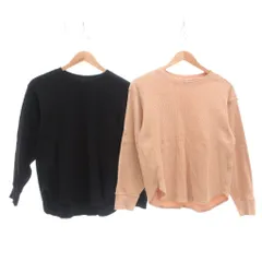ユニクロ UNIQLO 22AW 24AW 2点セット ワッフルTシャツ まとめ 長袖 M ブラック ピンク /UO