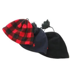 ポロ ラルフローレン POLO RALPH LAUREN 3点セット ニット帽 ビーニー ロゴ ボンボン ブラック ネイビー 赤 レッド /FF