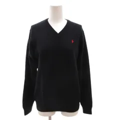 ポロ バイ ラルフローレン Polo by Ralph Lauren ニット セーター 長袖 Vネック ポニーロゴ刺繍 ウール 160 紺 ネイビー /FF