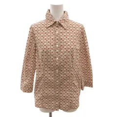 サルヴァトーレフェラガモ Salvatore Ferragamo シャツ ブラウス ガンチーニ柄 七分袖 総柄 シェルボタン コットン 42 ベージュ /FF