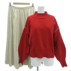 エニィスィス エニシス anySiS 24AW セットアップ ボリュームニット スエードライクスカート 長袖 ハイネック イージー ロング 3 赤 レッド ベージュ /GV