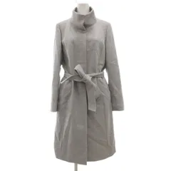 インディヴィ INDIVI 美品 スタンドカラー コート ロング 比翼 ウール カシミヤ混 38 グレー /MG