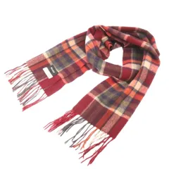 ビームス BEAMS 美品 マフラー フリンジ カシミヤ チェック 赤 レッド /MGのサムネイル