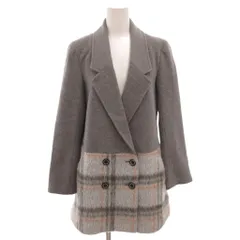 ギルドプライム GUILD PRIME チェスターコート ジャケット チェック切替 ダブル ウール ショート 36 グレー /FF