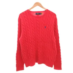 ポロ ラルフローレン POLO RALPH LAUREN ケーブルニット セーター ポニー刺繍 長袖 ロゴ コットン 赤 レッド L /FF