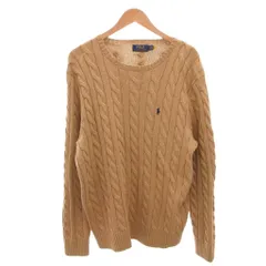 ポロ ラルフローレン POLO RALPH LAUREN ケーブルニット セーター 長袖 ポニー刺繍 ロゴ コットン L ベージュ /FF