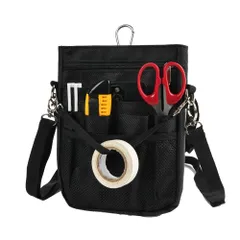 [CARRY ALL BEFORE ONE] 多機能 ウエストポーチ ナースポーチ ウエストバッグ 3way ショルダー マチ付き 文具バッグ 作業用 業務用 看護 介護 事務 ベルト付き 撥水 防傷 13ポケット オープンタイプ  [ブラック] [Mサイズ]