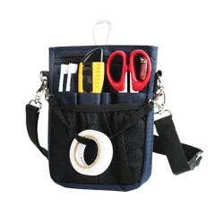 [CARRY ALL BEFORE ONE] 多機能 ウエストポーチ ナースポーチ ウエストバッグ 3way ショルダー マチ付き 文具バッグ 作業用 業務用 看護 介護 事務 ベルト付き 撥水 防傷 13ポケット オープンタイプ  [ネイビー] [Sサイズ]