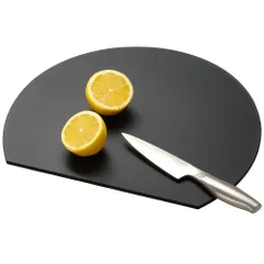 【人気商品】アイメディア(Aimedia) まな板 丸いまな板 食洗機対応 35×29cm ブラック 耐熱エラストマー D型 かまぼこ型 抗菌 カッティングボード 柔らかい 両面利用可能のサムネイル