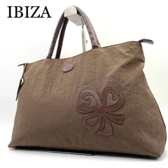 IBIZA イビサ　トートバッグ　ハンドバッグ　A4可　ナイロン　レザー　パッチワーク　ブラウン