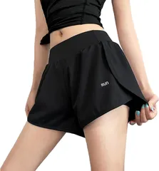 レディース ランニングパンツ ランニング ショートパンツ スポーツウェア フィットネスウェア トレーニングウェア スポーツパンツ ショート ハーフ ボトムス ランパン ランニングボトム ジョギング マラソン スポーツ エクササイズ ダイエ [ブラック] [L]