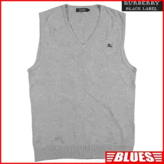 BURBERRY BLACK LABEL ニットベスト M Vネック アーガイル チェック グレー メンズ2 ベスト ジレ メンズ ベストサイズM一覧←SEULB屋着古← TY4374