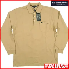 未使用 BURBERRY LONDON バーバリーロンドン ポロシャツ M ノバチェック ベージュ 刺繍 長袖 メンズ ポロシャツサイズM一覧←SEULB屋着古← TY4384