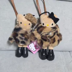 まとめ売り) ハローキティ レオパード ヒョウ柄 ロング ぬいぐるみ キーホルダー