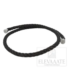 美品 FRED フレッド フォース10 二連 ブレスレット LM ♯16 ブラック 二連 ロング ケーブル ラージ シルバー金具 替えベルト TO839のサムネイル