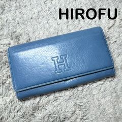 美品❗️ HIROFU❗️ヒロフ ❗️レザーネイビー長財布ブランドロゴ大 