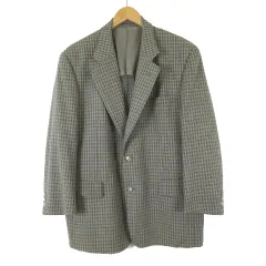 DAZES デイジーズ ジャケット ブレザー チェック シングル 2ボタン テーラード ウール リネン M-L 98BB5 ベージュ ライトグリーン ブラック グレー