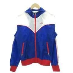 ナイキ NIKE ウィンドブレーカー M 青 ブルー 長袖 フード付き 切り替えデザイン /SC ■ECF003