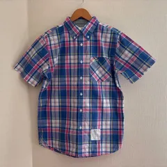 (^w^)b TOMMY トミー ヒルフィガー マドラスチェック柄　ピンク　ブルー　トップス　半袖　シャツ　カジュアル　爽やか　かっこいい　コットン　ボタン　メンズ　Mサイズ　OM11875ON