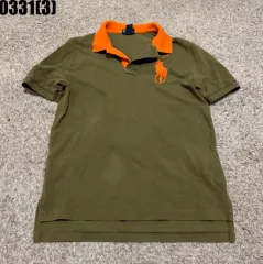 ポロ ラルフローレン カーキ ビックポニー 半袖 カラーTシャツ 10-12 0331