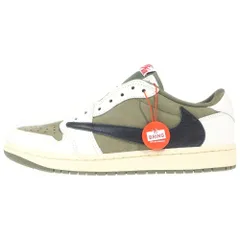 NIKE (ナイキ) ×TRAVIS SCOTT AIR JORDAN 1 LOW OG REVERSE OLIVE トラヴィススコット エアジョーダン 1 リバース オリーブ ローカットスニーカー カーキ US9/27cm DM7866-200