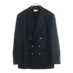 SAINT LAURENT PARIS (サンローランパリ) シルク メタルボタン ダブルブレスト ミドルコート ブラック 707006 Y2F64のサムネイル
