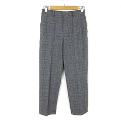 ユニクロ UNIQLO スマート アンクルパンツ グレンチェック 2WAY ストレッチ テーパード 標準丈 センタープレス M グレー 黒 ブラック 赤 レッド