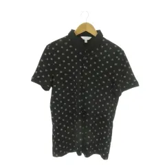 カルバンクライン CALVIN KLEIN ポロシャツ L 黒 ブラック 柄 襟付き 半袖 /AO31 ■GY99