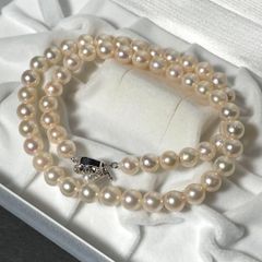 テリ◯ あこや真珠 ロングネックレス SILVER刻印 約7.5〜8mm - メルカリ