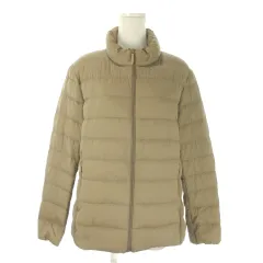 ユニクロ UNIQLO ULTRA LIGHT DOWN ダウンジャケット 上着 XL ダークベージュ 無地 スタンドカラー 長袖 ポケッタブル /AO24 ■GY99