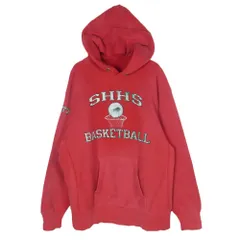 Champion チャンピオン 80s トリコタグ リバースウィーブ  プリント スウェット パーカー レッド系 L【中古】