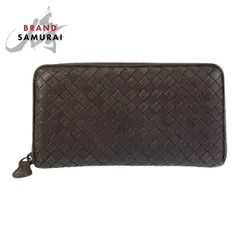BOTTEGAVENETA ボッテガヴェネタ イントレチャート ブラウン レザー BO1786504C 長財布 ロングウォレット メンズ 601127【中古】