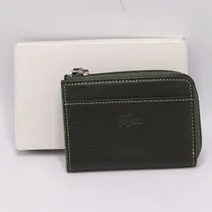 箱付 良品 ラコステ クロコダイル コインケース レザー グリーンカラー ファッション ブランド小物 2000000 NSK MST