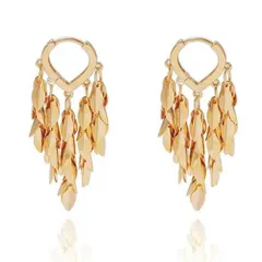 【人気商品】レディース フープピアスシンプルデザイン人気 金属アレルギー対応 リング ロングスロー金属の葉ピアス 18金つけっぱなし ゆれるearrings